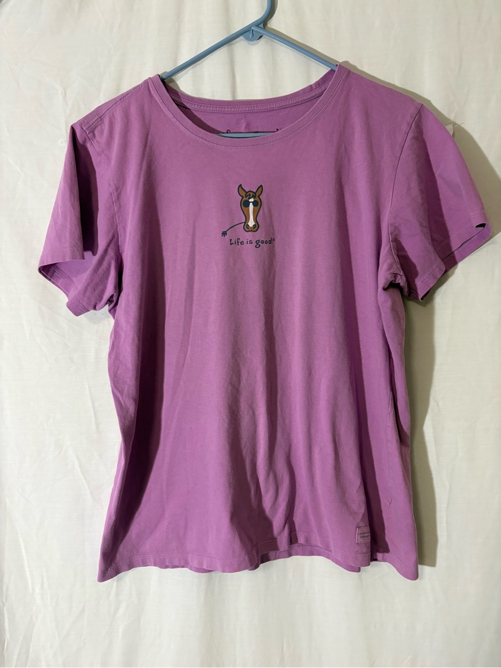 Life Is Good Lavender Women's Short Sleeve Tee with Horse Graphic